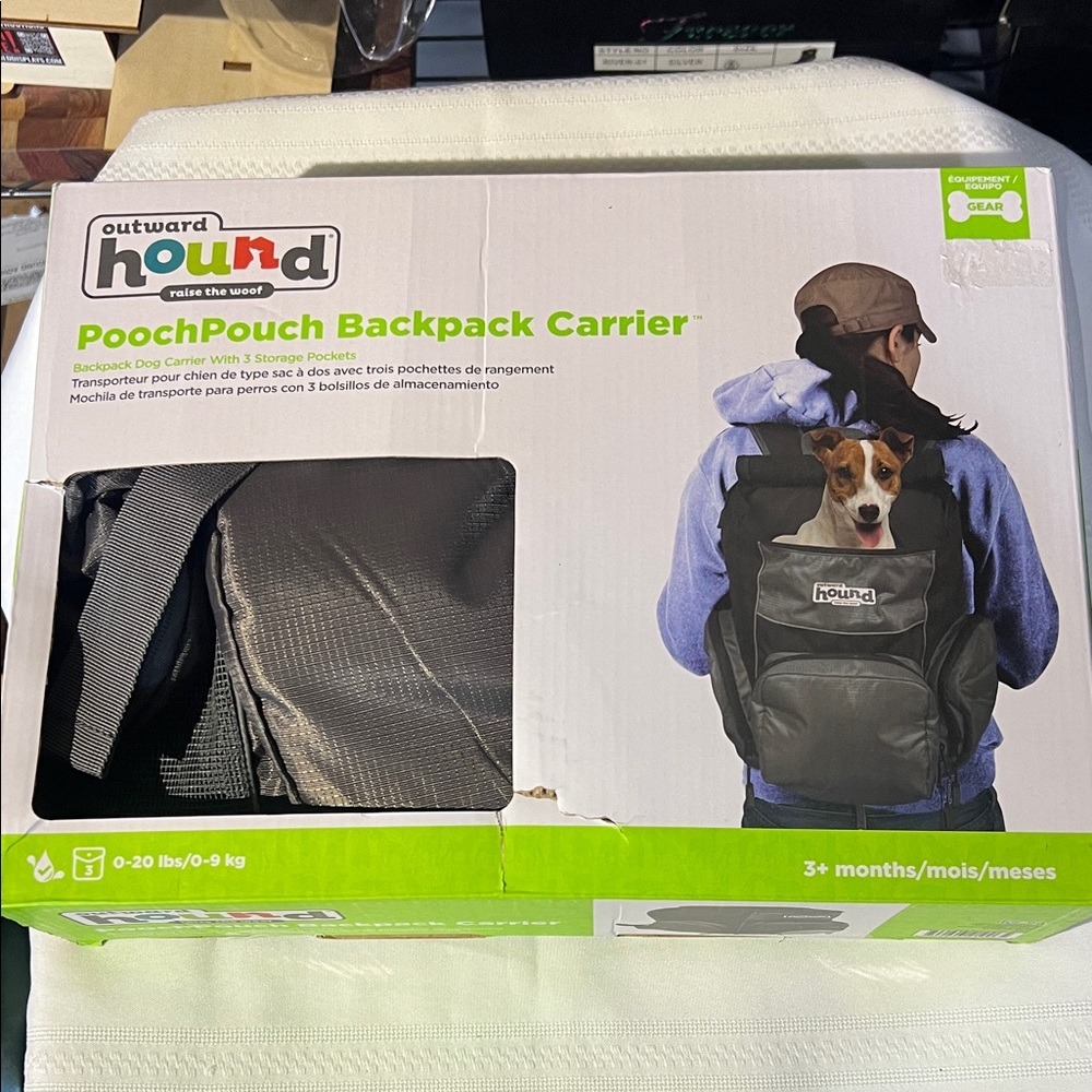 Outward Hound PoochPouch Backpack‎ Carrier in Black and Green